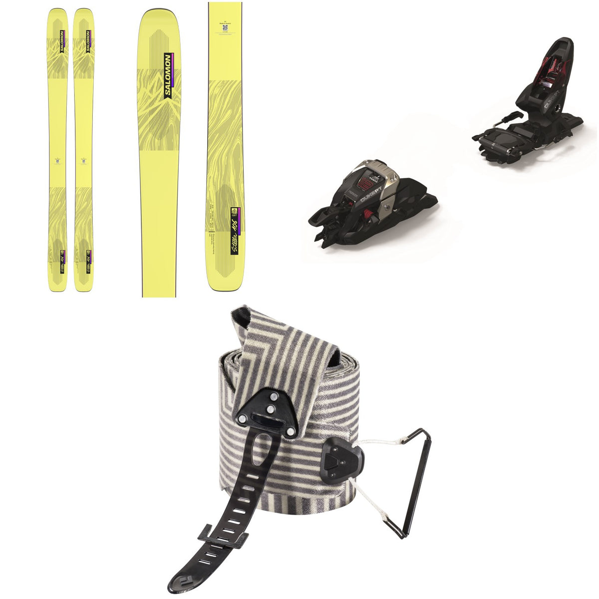 Salomon QST Stella 106 Skis - Women's + Marker Duke PT 12 Alpine Touring Ski Bindings + Black Diamond Ultralite Mix STS Climbing Skins