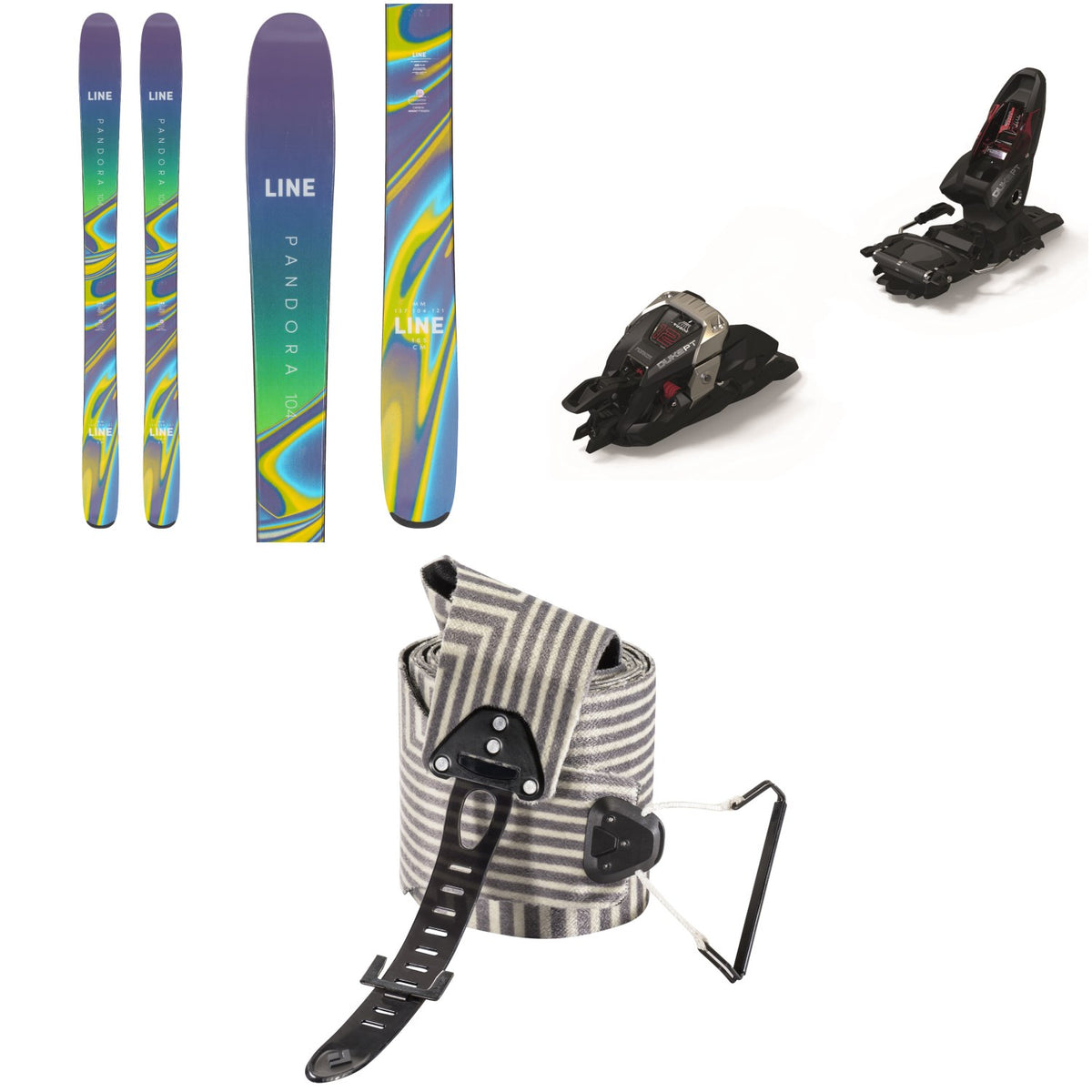 Line Skis Pandora 104 Skis - Women's + Marker Duke PT 12 Alpine Touring Ski Bindings + Black Diamond Ultralite Mix STS Climbing Skins