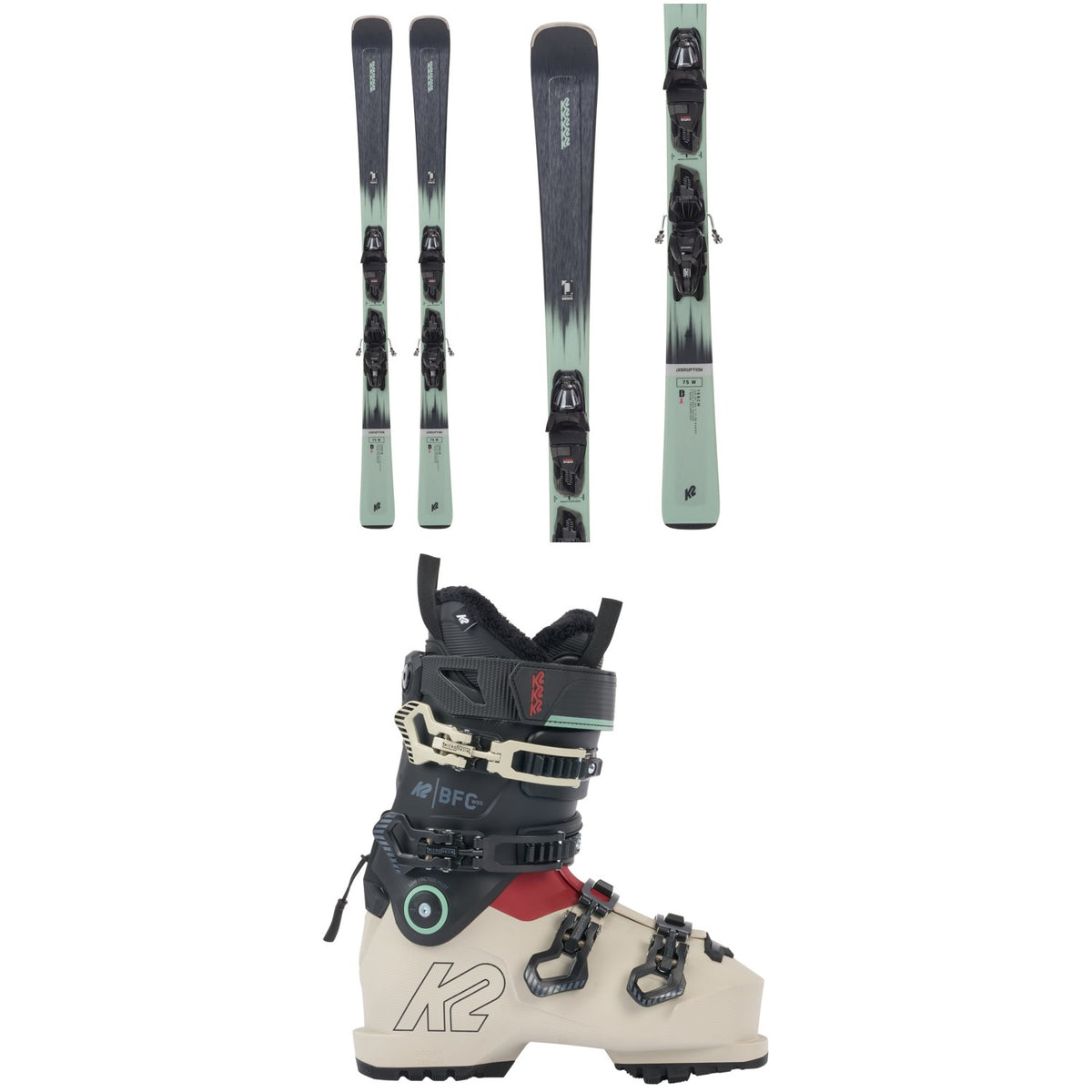 K2 Disruption 75 Skis + M2 10 Quikclik Bindings - Women's + K2 BFC 95 Ski Boots - Women's 2024