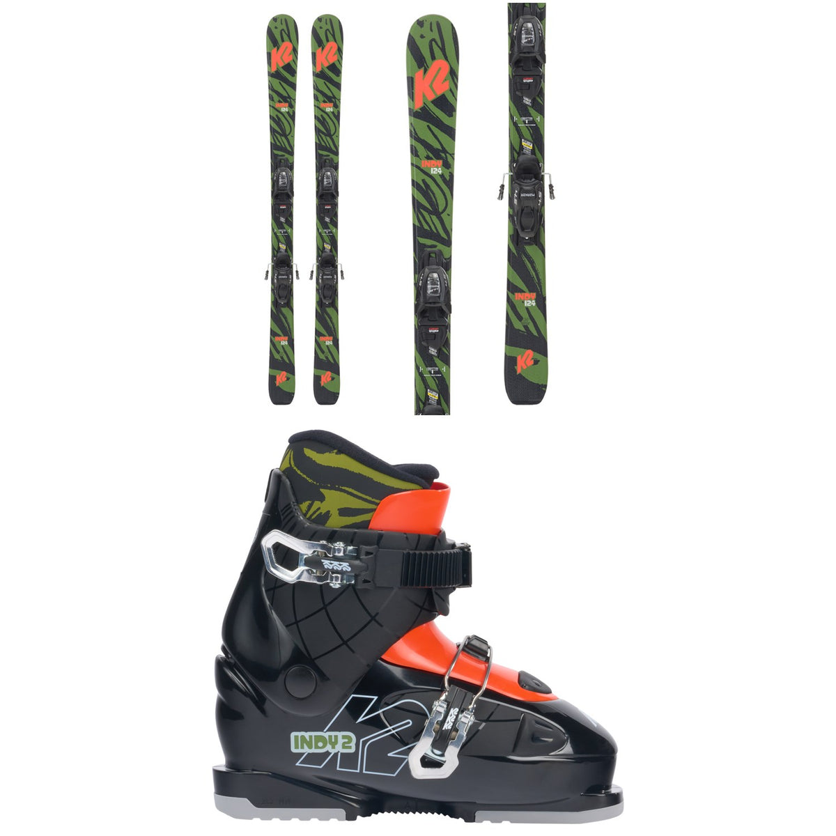 K2 Indy Skis + FDT 4.5 Bindings - Kids' + K2 Indy 2 Ski Boots - Big Kids' 2024