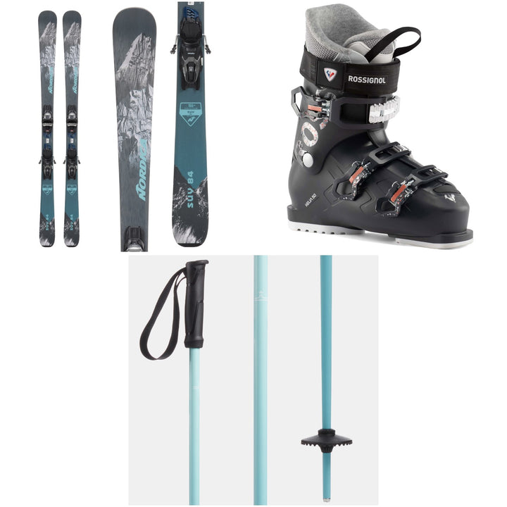 Nordica SUV 84 + TP2 Compact FDT Ski Bindings + Rossignol Kelia 50 Ski Boots - Women's + evo Merge Ski Poles 2024