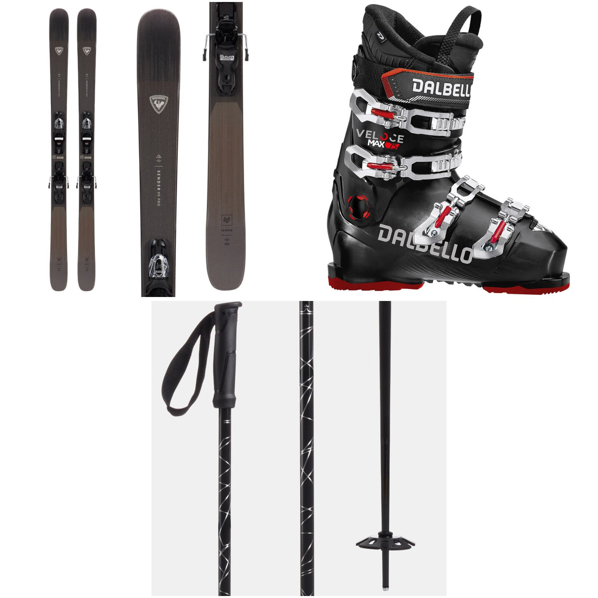 Rossignol Sender 90 Pro Skis + Xpress 10 Bindings + Dalbello Veloce Max 75 Ski Boots + evo Refract Ski Poles 2024