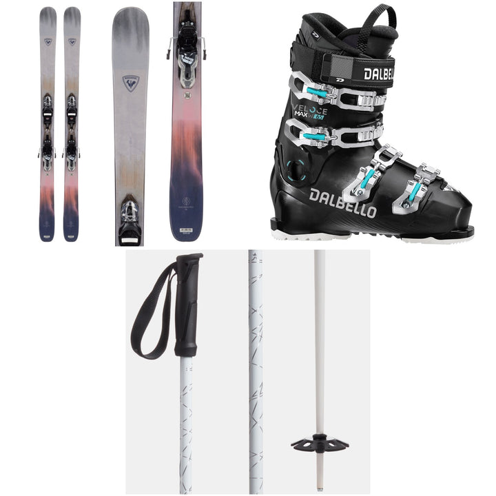 Rossignol Rallybird 90 Pro Skis + Xpress 10W GW Bindings + Dalbello Veloce Max 65 W Ski Boots - Women's + evo Refract Ski Poles 2024