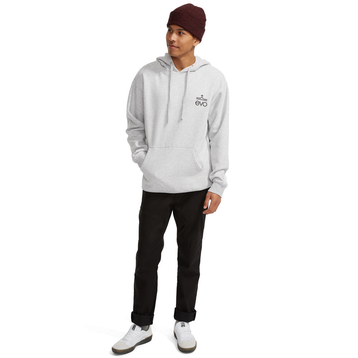 evo Square Logo Pullover Hoodie - Men's Heather Grey