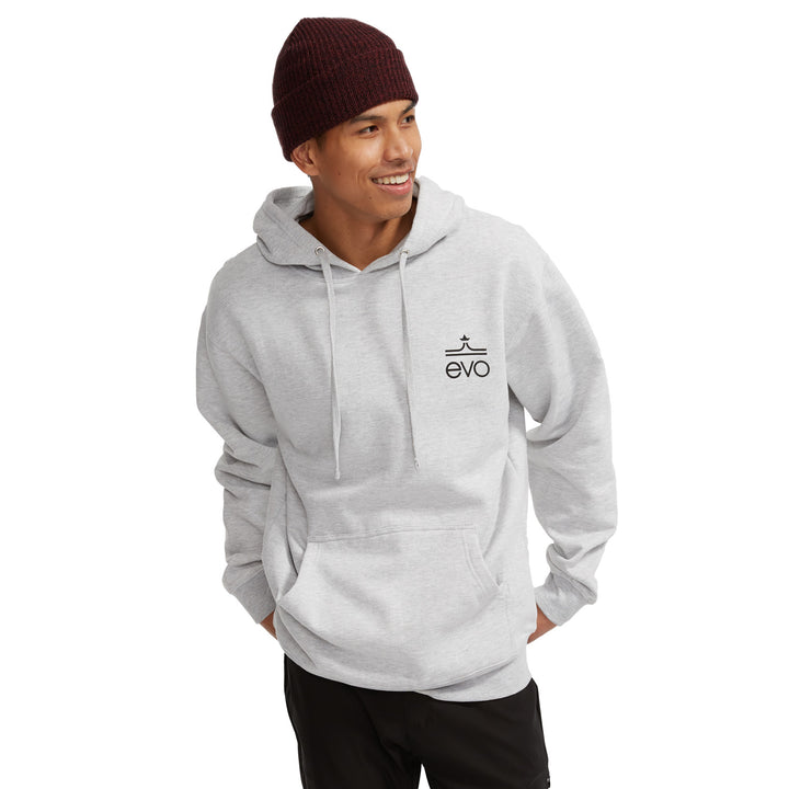 evo Square Logo Pullover Hoodie - Men's Heather Grey