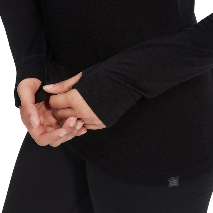 evo Ridgetop Merino Wool Midweight Crew Top - Women's Black