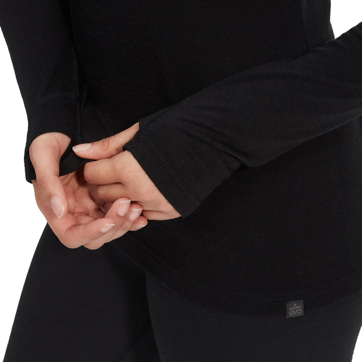 evo Ridgetop Merino Wool Midweight Crew Top - Women's Black