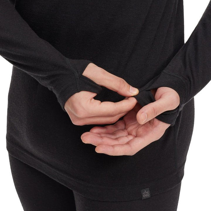 evo Ridgetop Merino Wool Midweight Crew Top Black