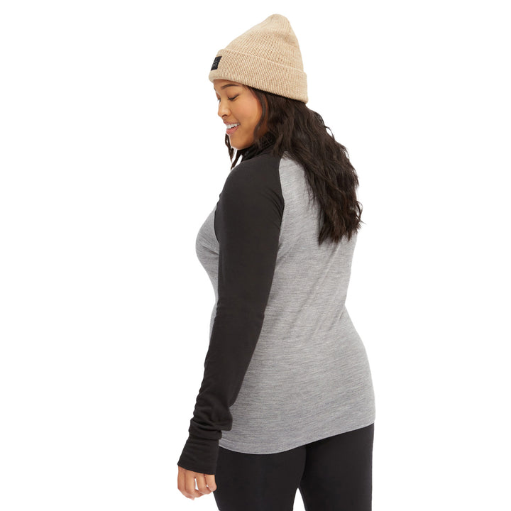 evo Ridgetop Merino Wool Midweight High Neck Top - Women's Heather Grey/Black