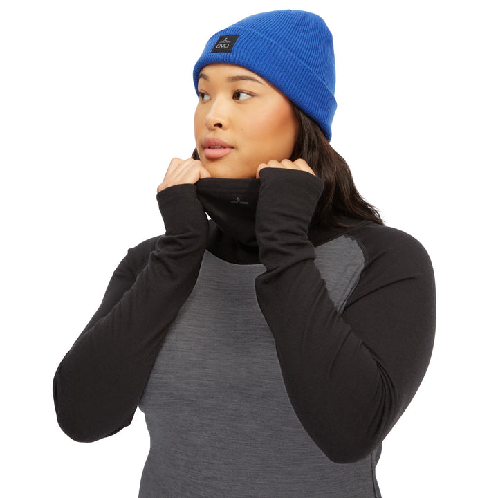 evo Ridgetop Merino Wool Midweight High Neck Top - Women's Charcoal Heather/Black