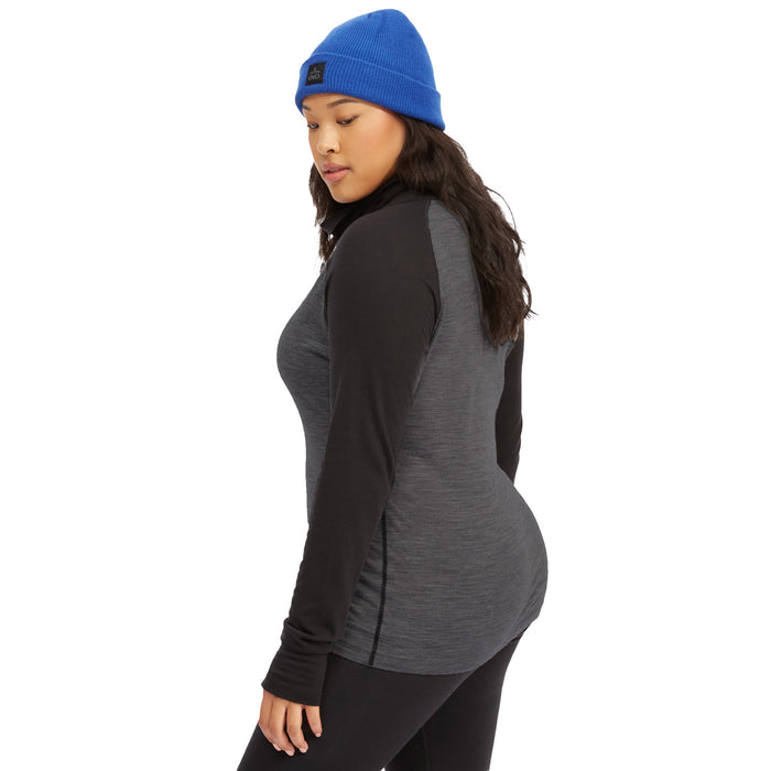 evo Ridgetop Merino Wool Midweight High Neck Top - Women's Charcoal Heather/Black