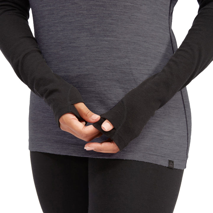 evo Ridgetop Merino Wool Midweight High Neck Top - Women's Charcoal Heather/Black