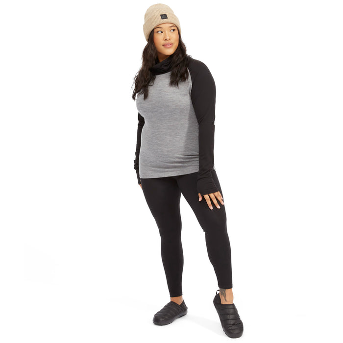evo Ridgetop Merino Wool Midweight High Neck Top - Women's Heather Grey/Black