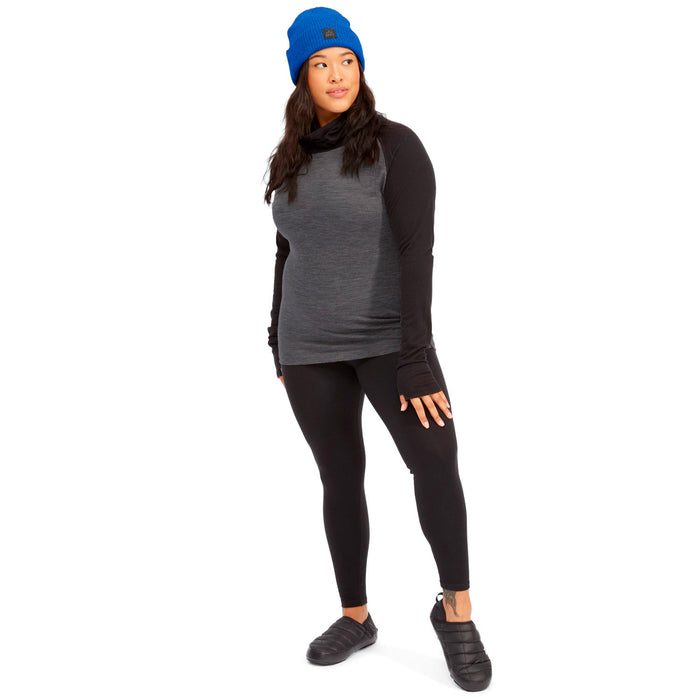 evo Ridgetop Merino Wool Midweight High Neck Top - Women's Charcoal Heather/Black