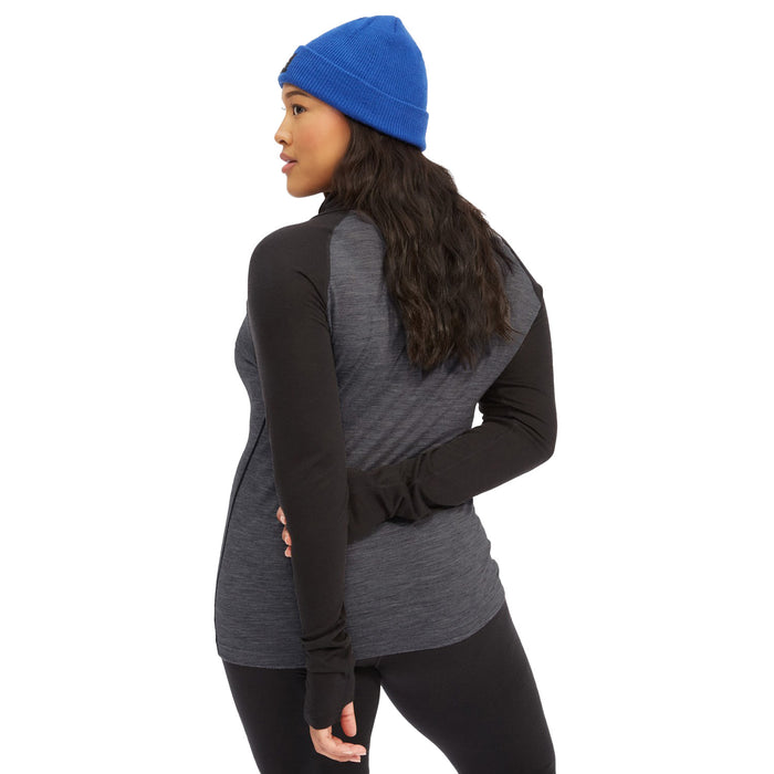 evo Ridgetop Merino Wool Midweight High Neck Top - Women's Charcoal Heather/Black