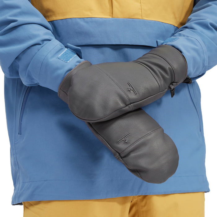 evo Pagosa Leather Mittens Charcoal