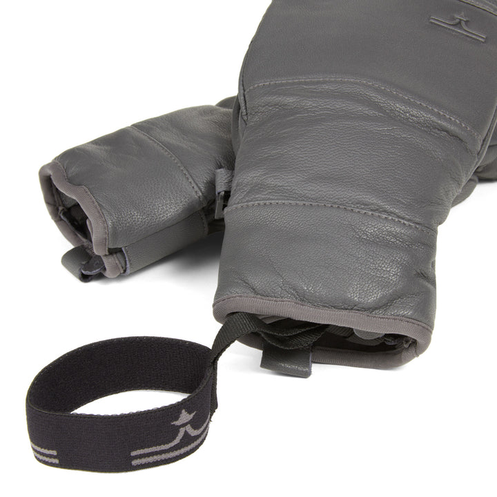 evo Pagosa Leather Mittens Charcoal