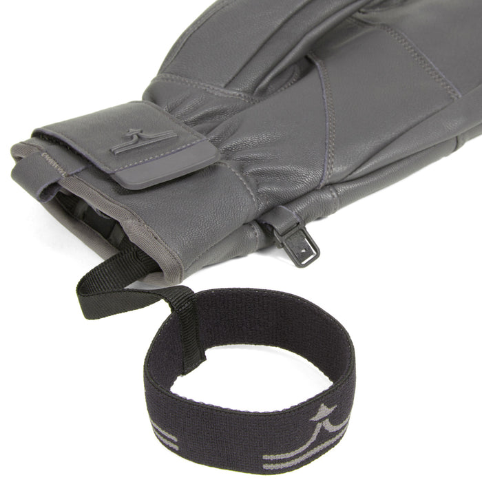 evo Pagosa Leather 3-Finger Mittens Charcoal