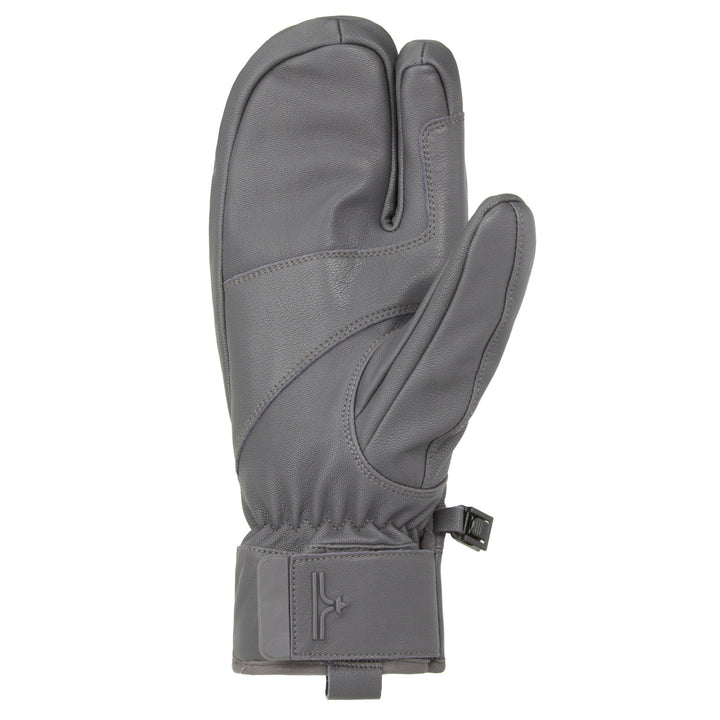 evo Pagosa Leather 3-Finger Mittens Charcoal