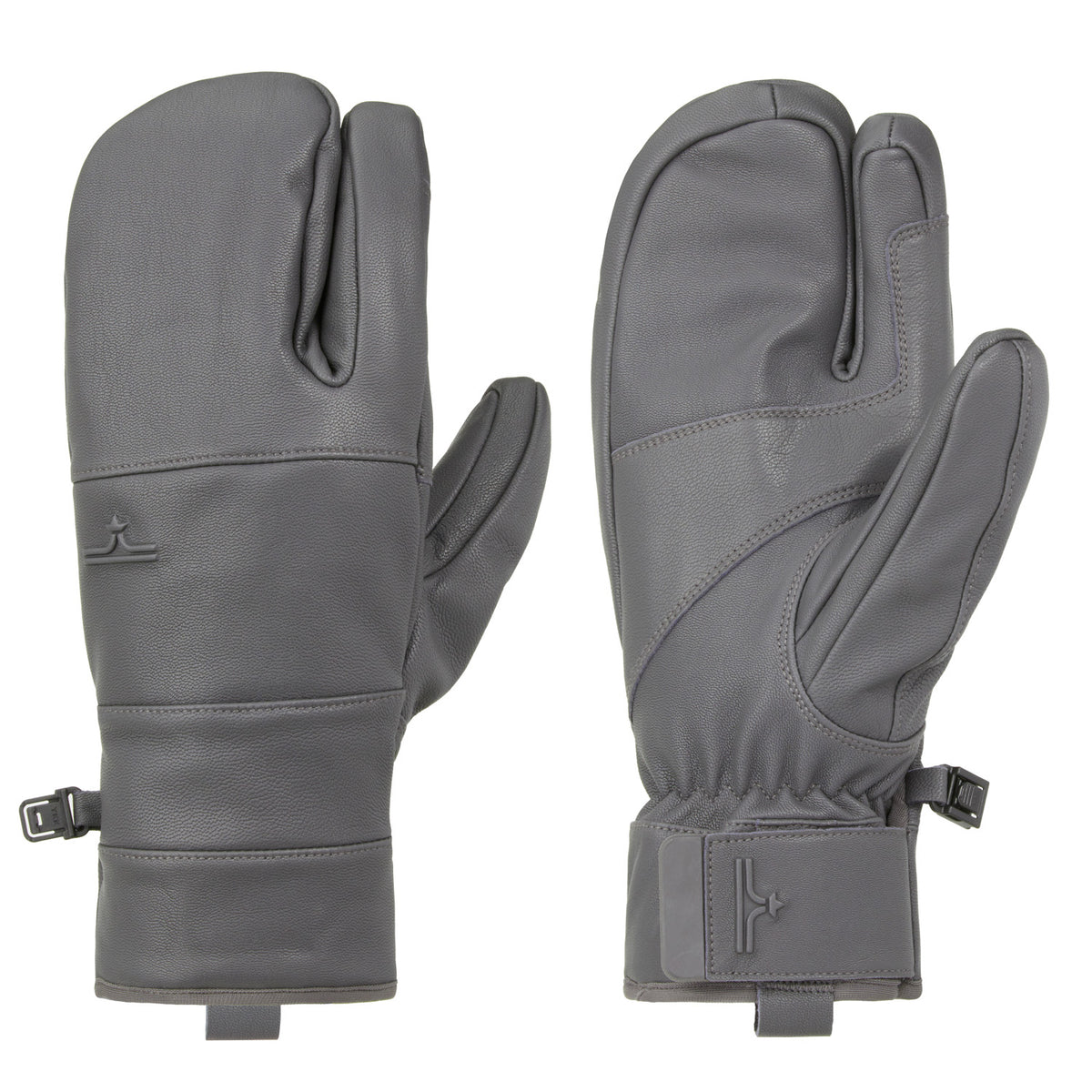 evo Pagosa Leather 3-Finger Mittens Charcoal