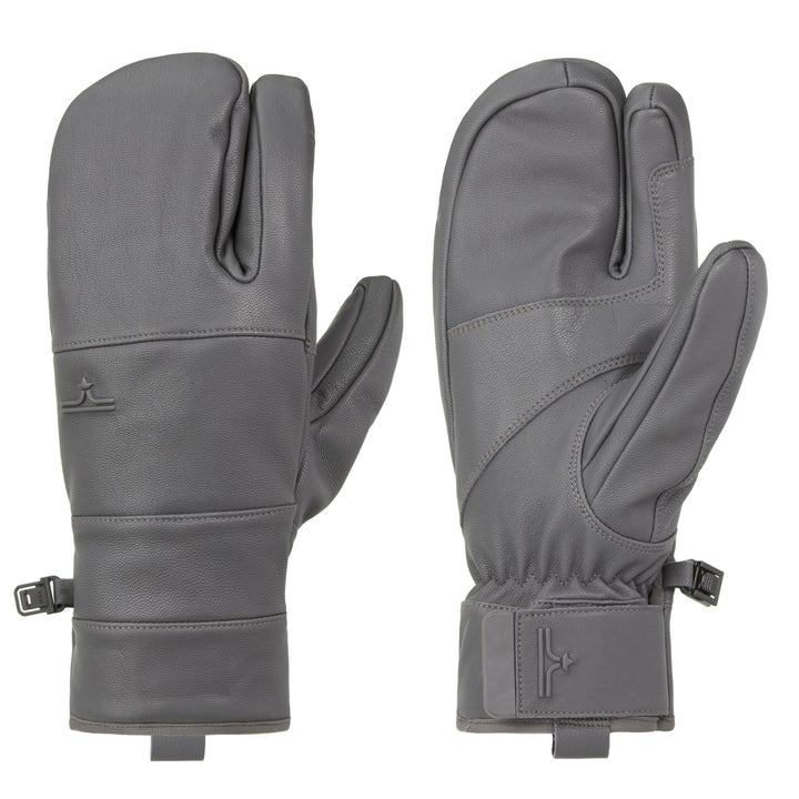 evo Pagosa Leather 3-Finger Mittens Charcoal