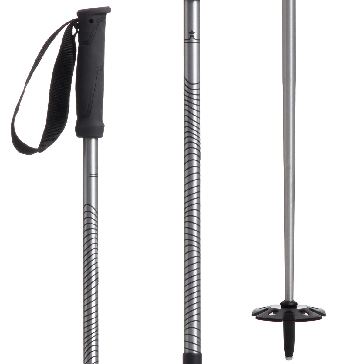 evo Way Up Adjustable Ski Poles Silver Gloss