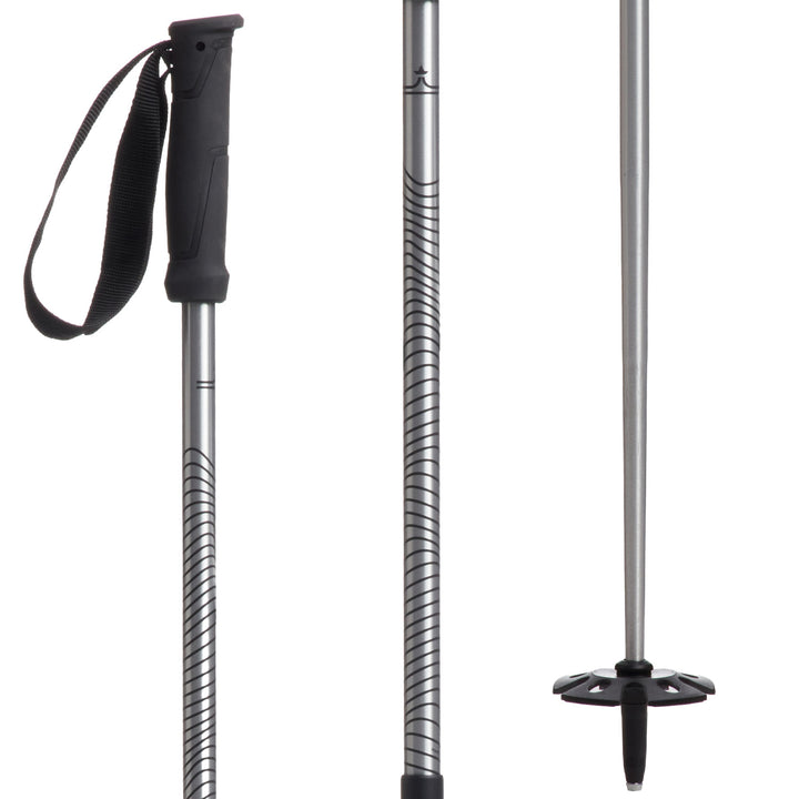 evo Way Up Adjustable Ski Poles Silver Gloss