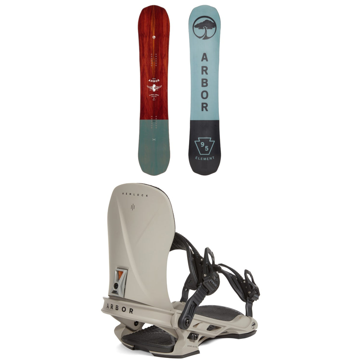 Arbor Element Camber LTD Snowboard + Hemlock LTD Snowboard Bindings 2024