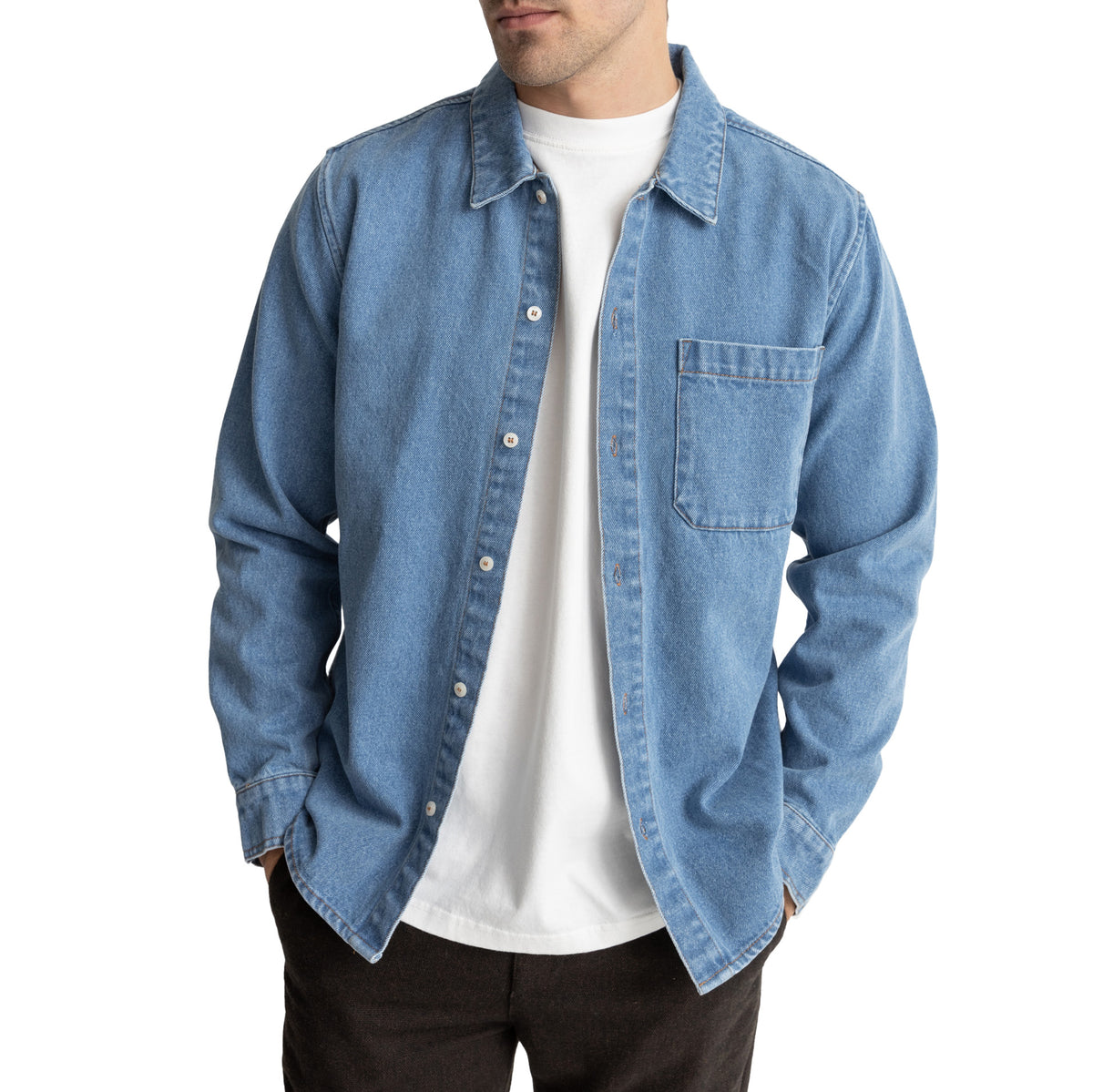 Rhythm Denim Long-Sleeve Shirt - Men's Demin