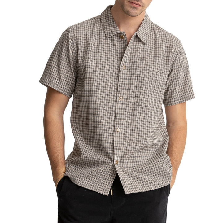 Rhythm Linen Check Short-Sleeve Shirt - Men's Sand