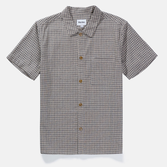 Rhythm Linen Check Short-Sleeve Shirt - Men's Sand