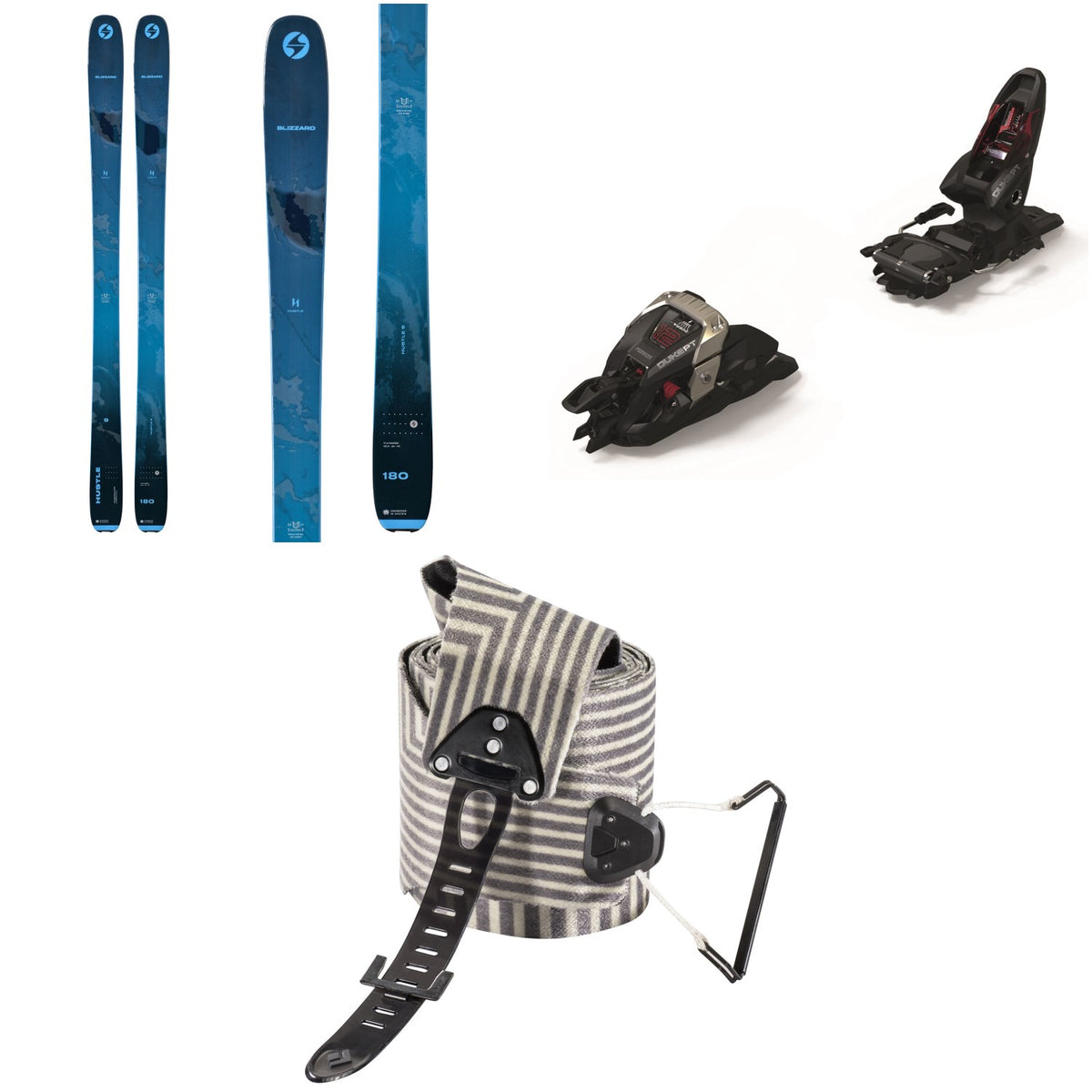 Blizzard Hustle 9 Skis + Marker Duke PT 12 Alpine Touring Ski Bindings + Black Diamond Ultralite Mix STS Climbing Skins 2024