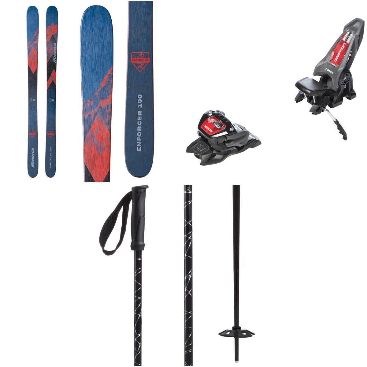 Nordica Enforcer 100 Skis + Marker Griffon 13 ID Ski Bindings + evo Refract Ski Poles 2023
