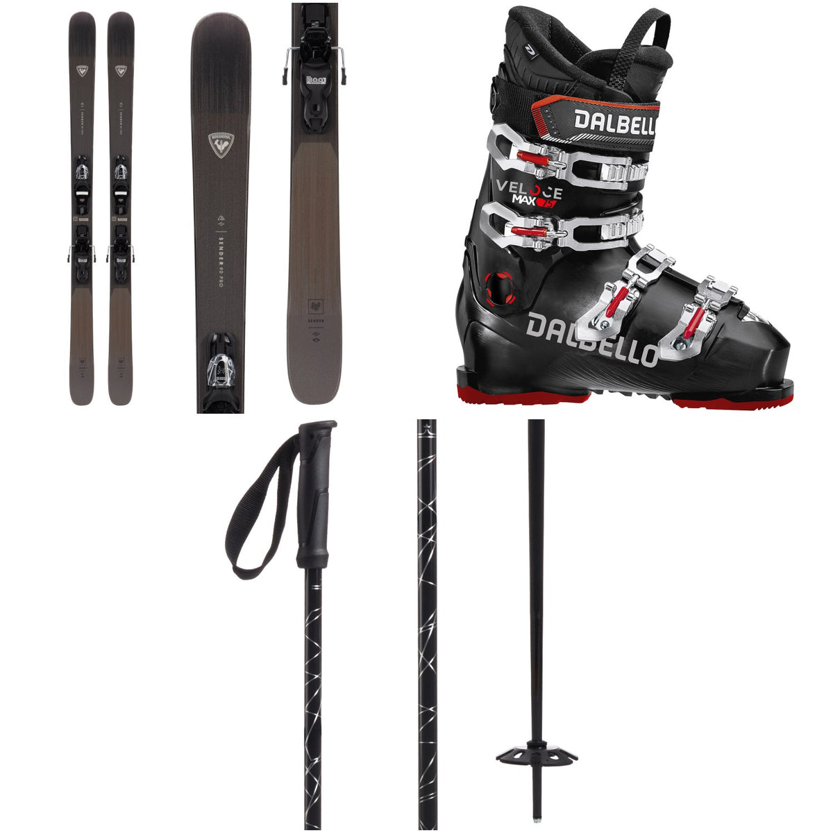 Rossignol Sender 90 Pro Skis + Xpress 10 Bindings + Dalbello Veloce Max 75 Ski Boots + evo Refract Ski Poles 2024