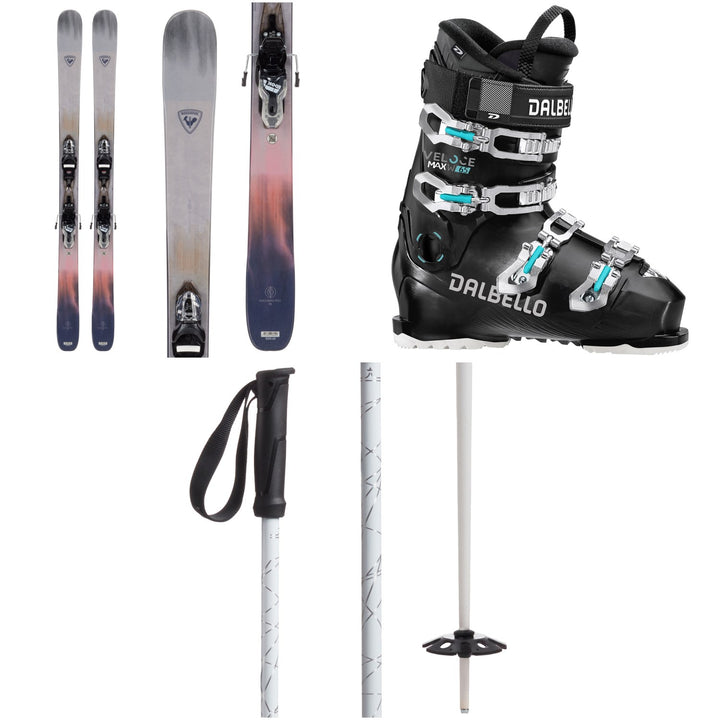 Rossignol Rallybird 90 Pro Skis + Xpress 10W GW Bindings + Dalbello Veloce Max 65 W Ski Boots - Women's + evo Refract Ski Poles 2024