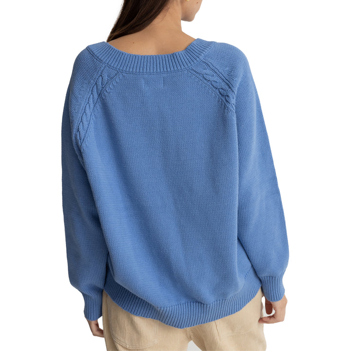 Rhythm Moonstone Oversized V Neck Sweater - Women's Blue