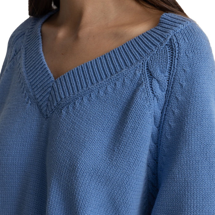 Rhythm Moonstone Oversized V Neck Sweater - Women's Blue