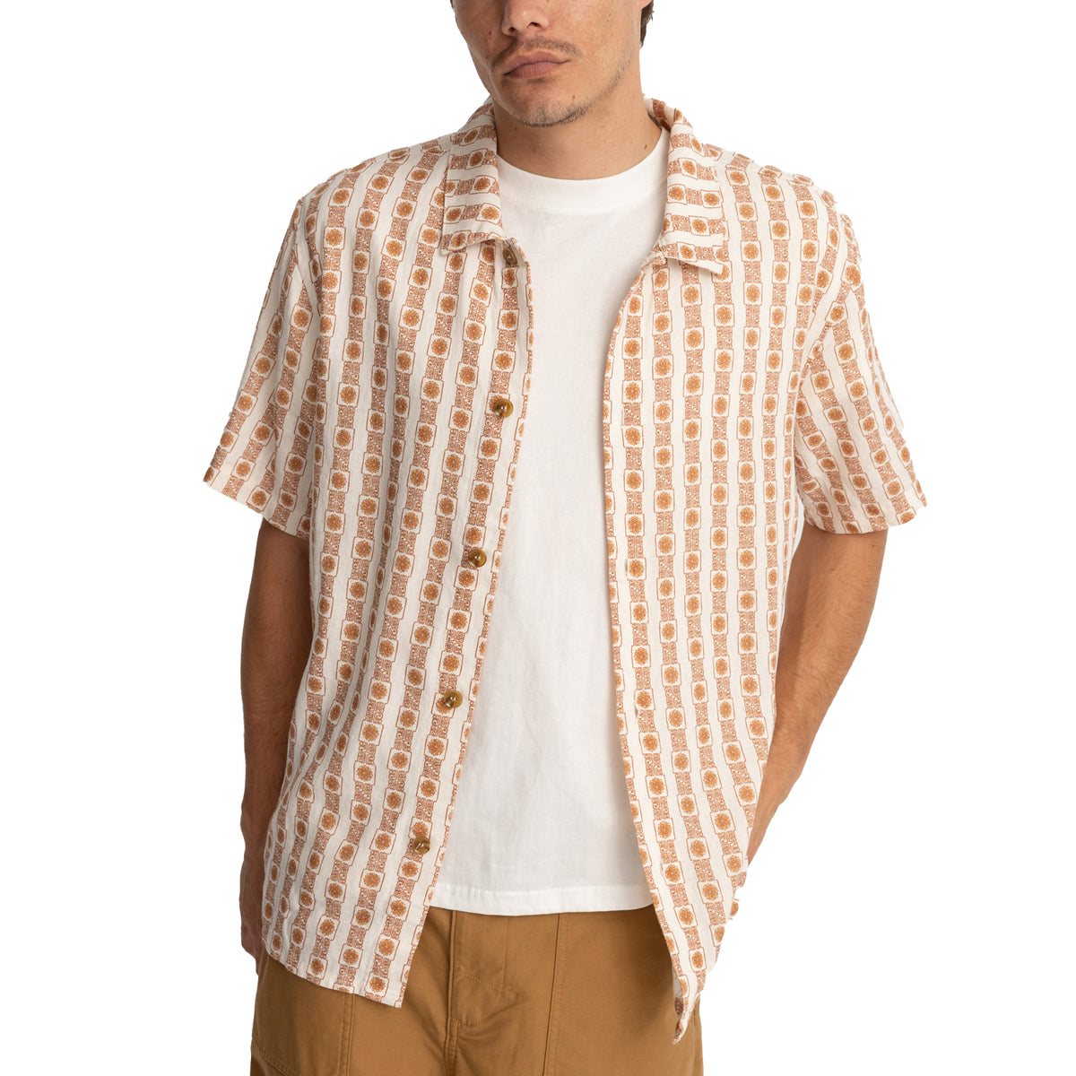 Rhythm Tile Stripe Short-Sleeve Shirt - Men's Natural