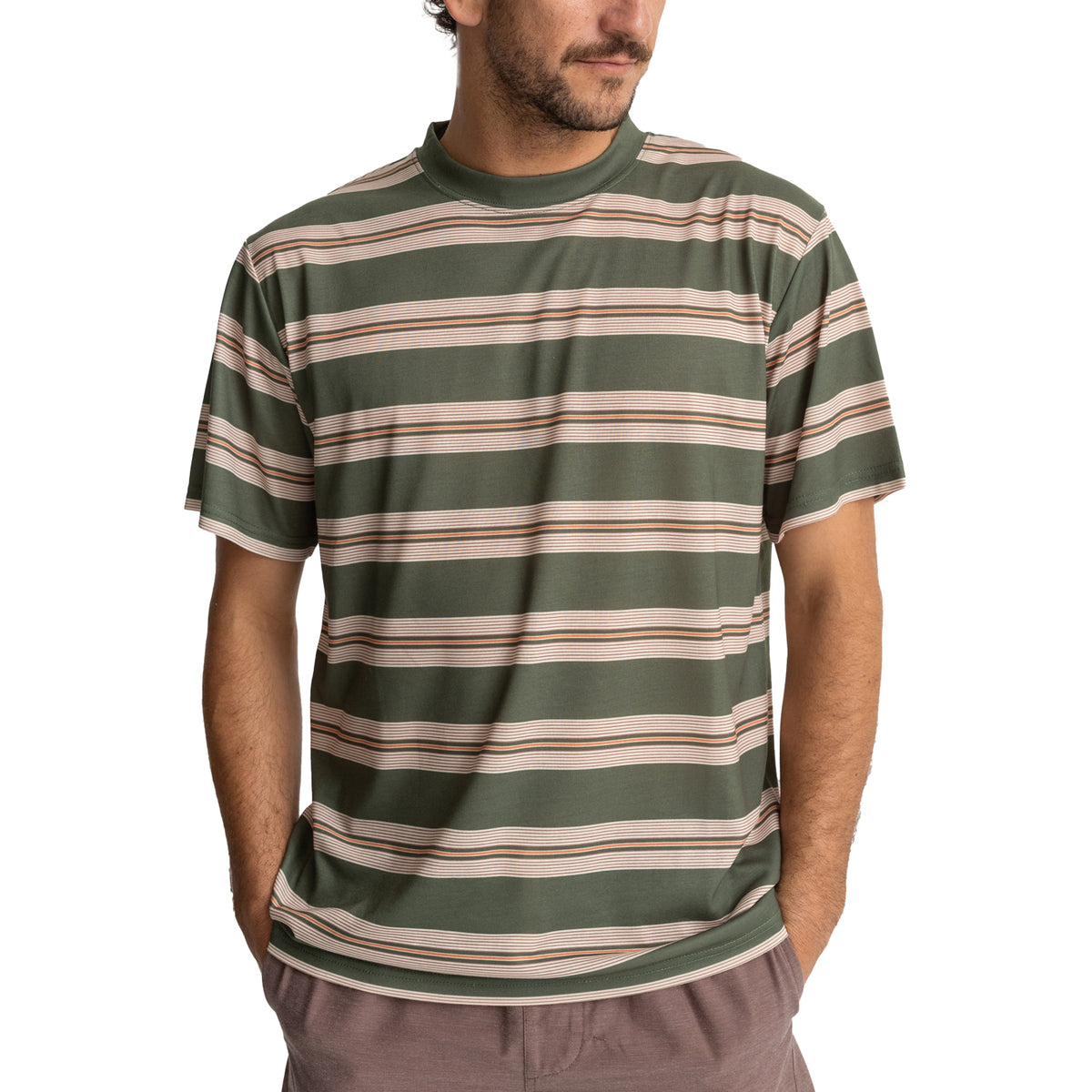 Rhythm Vintage Stripe Short-Sleeve T-Shirt - Men's Olive
