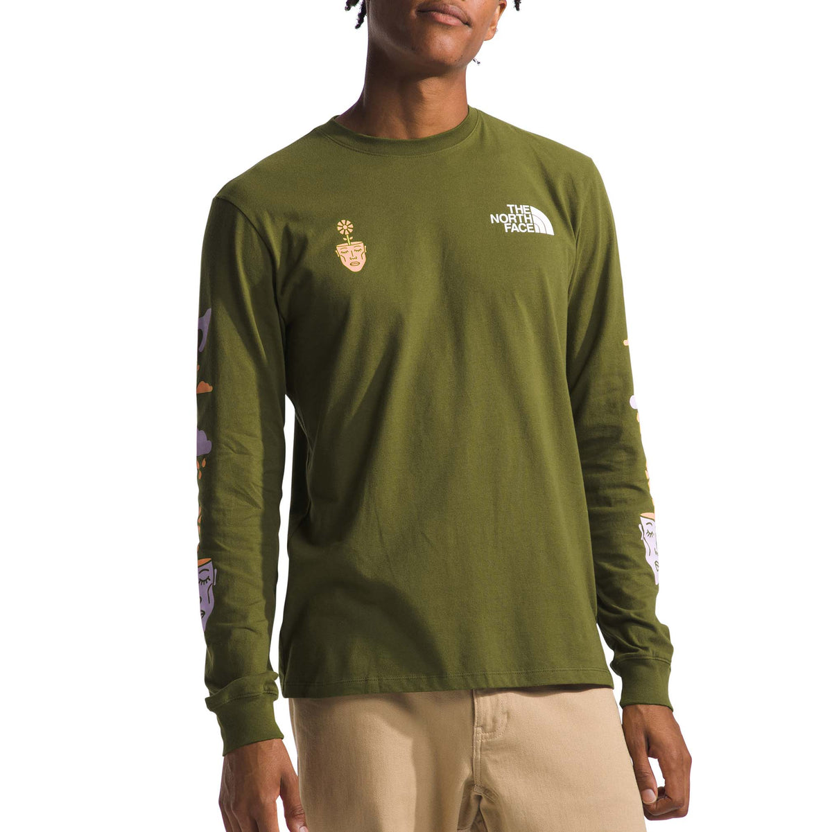 The North Face Long-Sleeve Brand Proud T-Shirt - Men's Forest Olive/Snow
