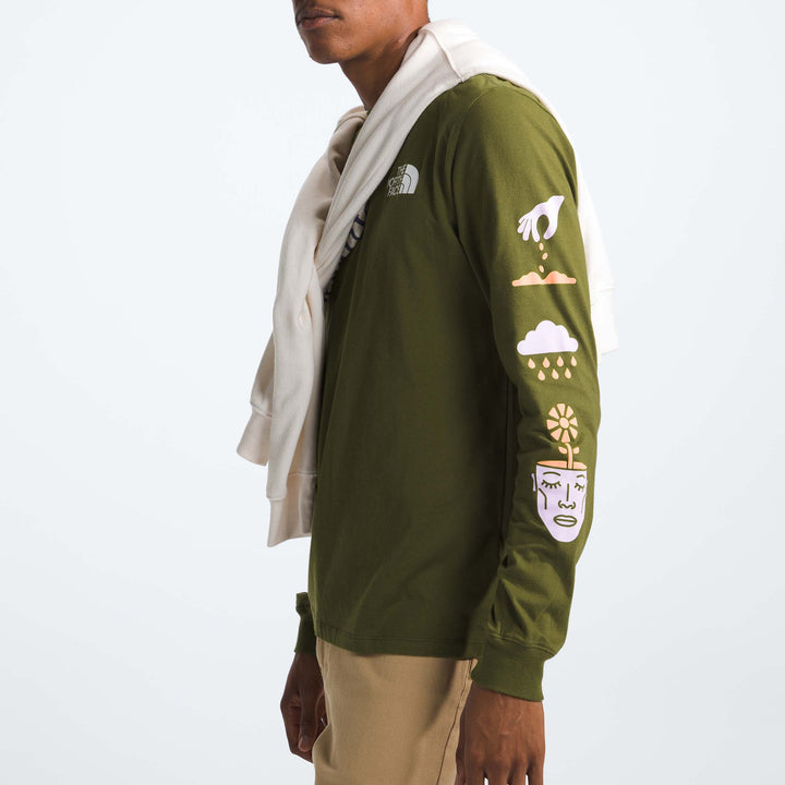 The North Face Long-Sleeve Brand Proud T-Shirt - Men's Forest Olive/Snow