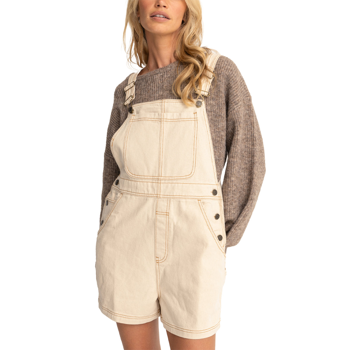 Rhythm Tides Short Overalls - Women's Natural