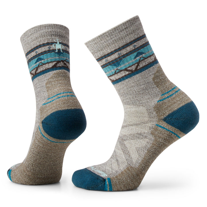 Smartwool Hike Light Cushion Zig Zag Valley Mid Crew Socks - Women's Taupe/Natural Marl