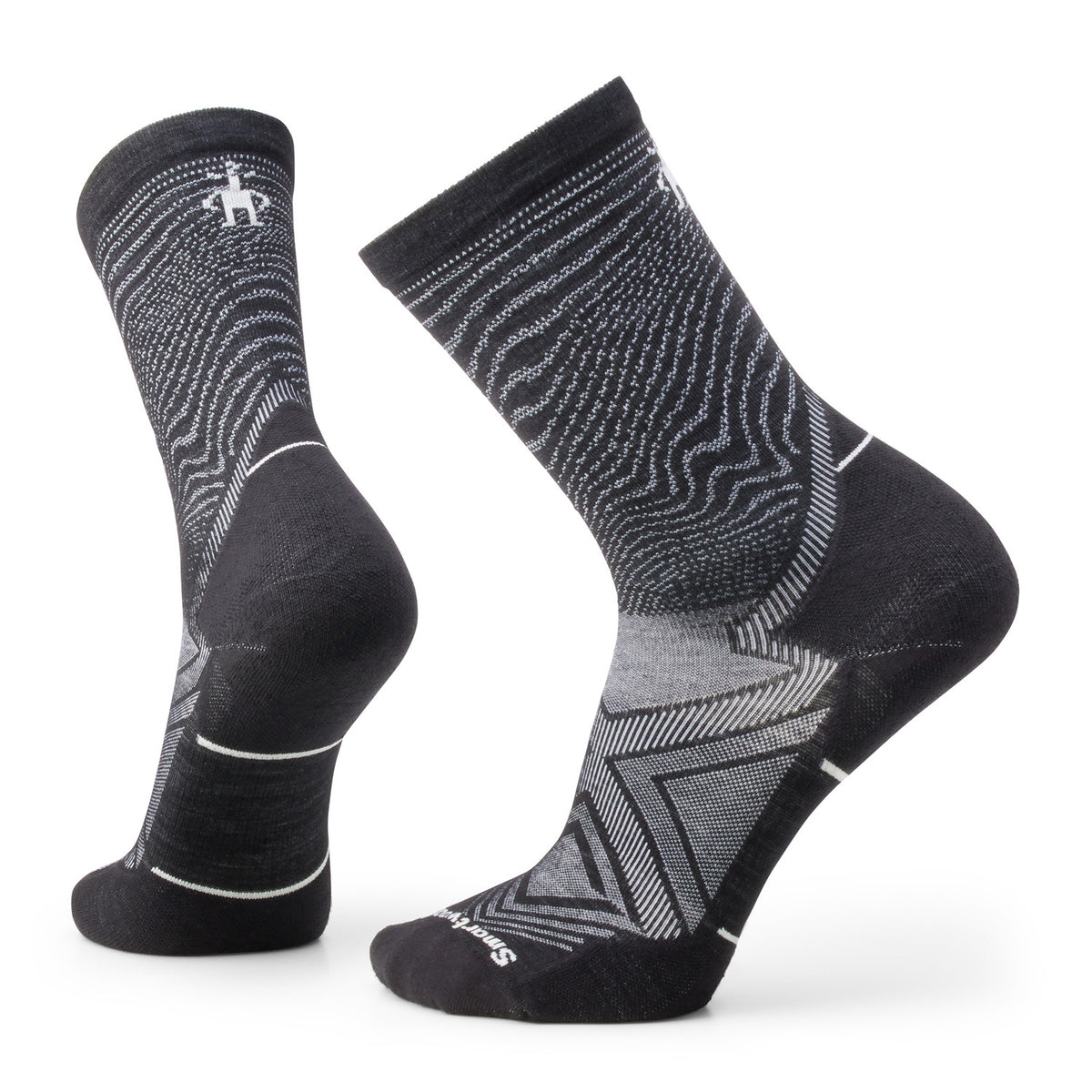 Smartwool Trail Run Targeted Cushion Crew Socks Black-White