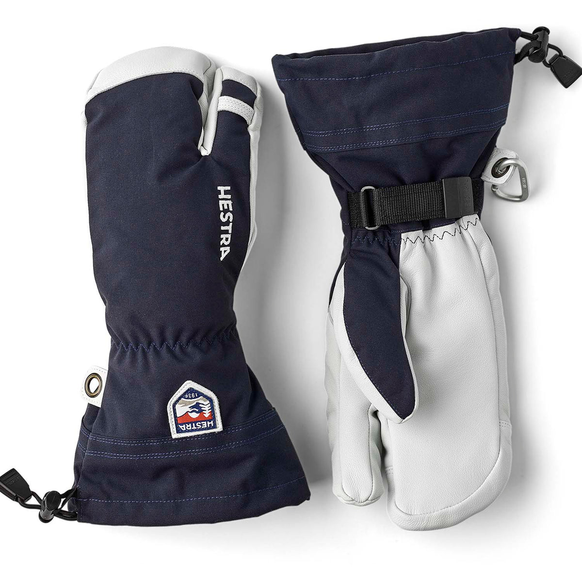 Hestra Army Leather Heli Ski 3-Finger Mittens Navy