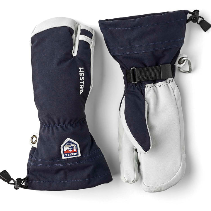 Hestra Army Leather Heli Ski 3-Finger Mittens Navy