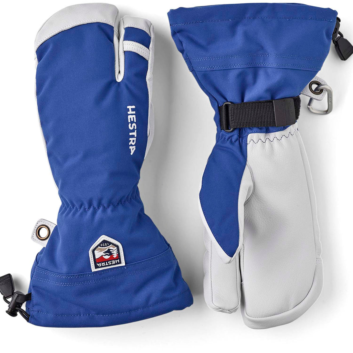 Hestra Army Leather Heli Ski 3-Finger Mittens Royal Blue