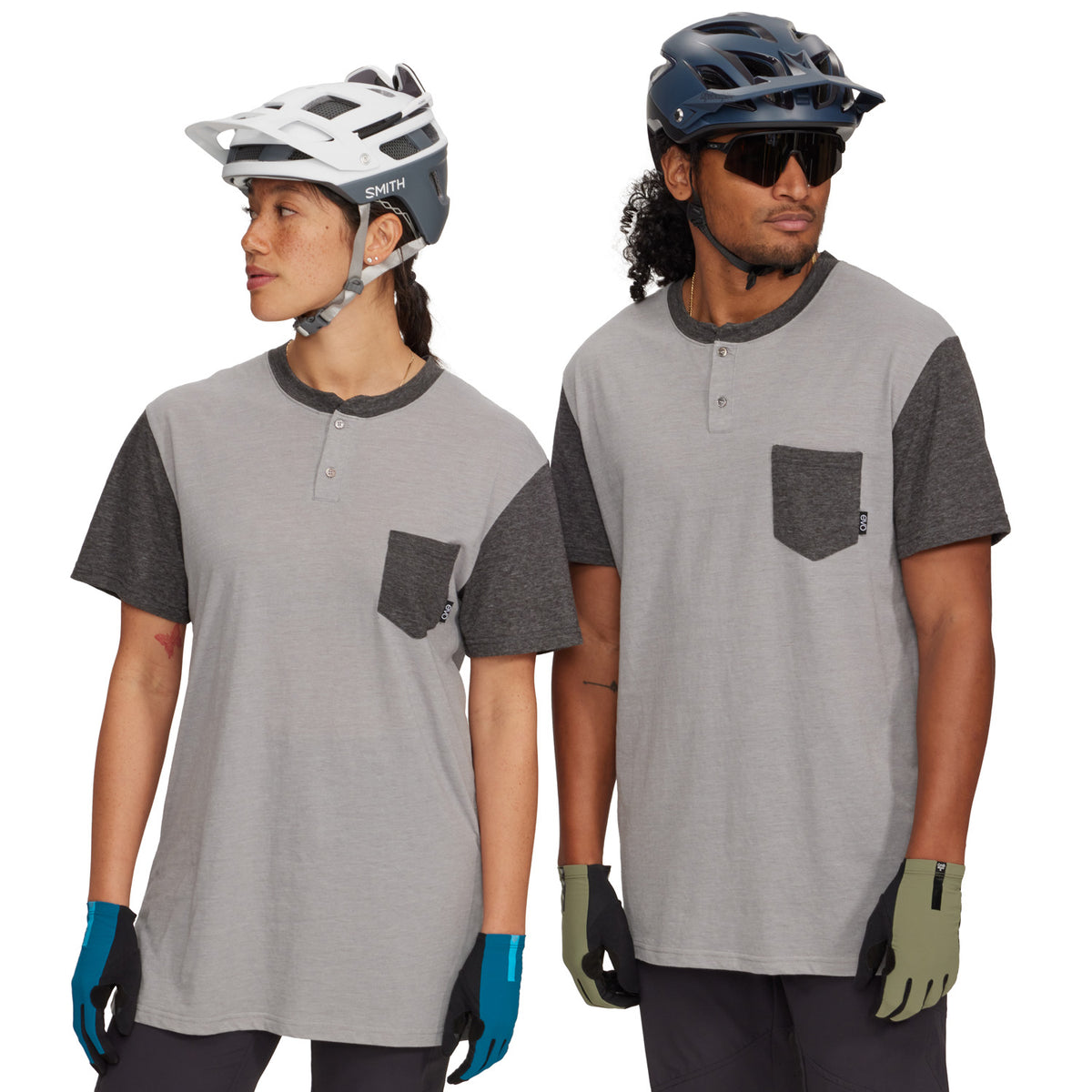 evo Tri-Blend Pocket Henley - Unisex Grey/Charcoal