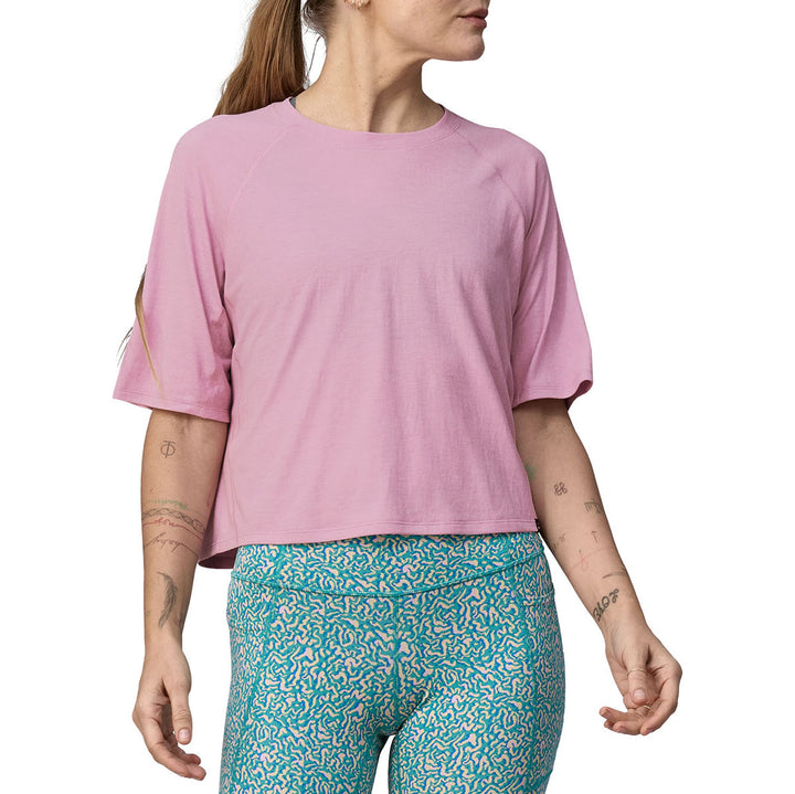 Patagonia Short-Sleeve Cap Cool Trail Cropped Shirt - Women's Milkweed Mauve