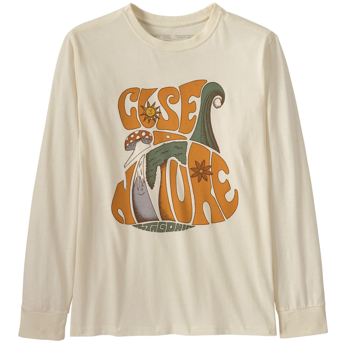 Patagonia Regenerative Long-Sleeve Organic Cotton Graphic T-Shirt - Kids' Closer To Nature/Undyed Natural